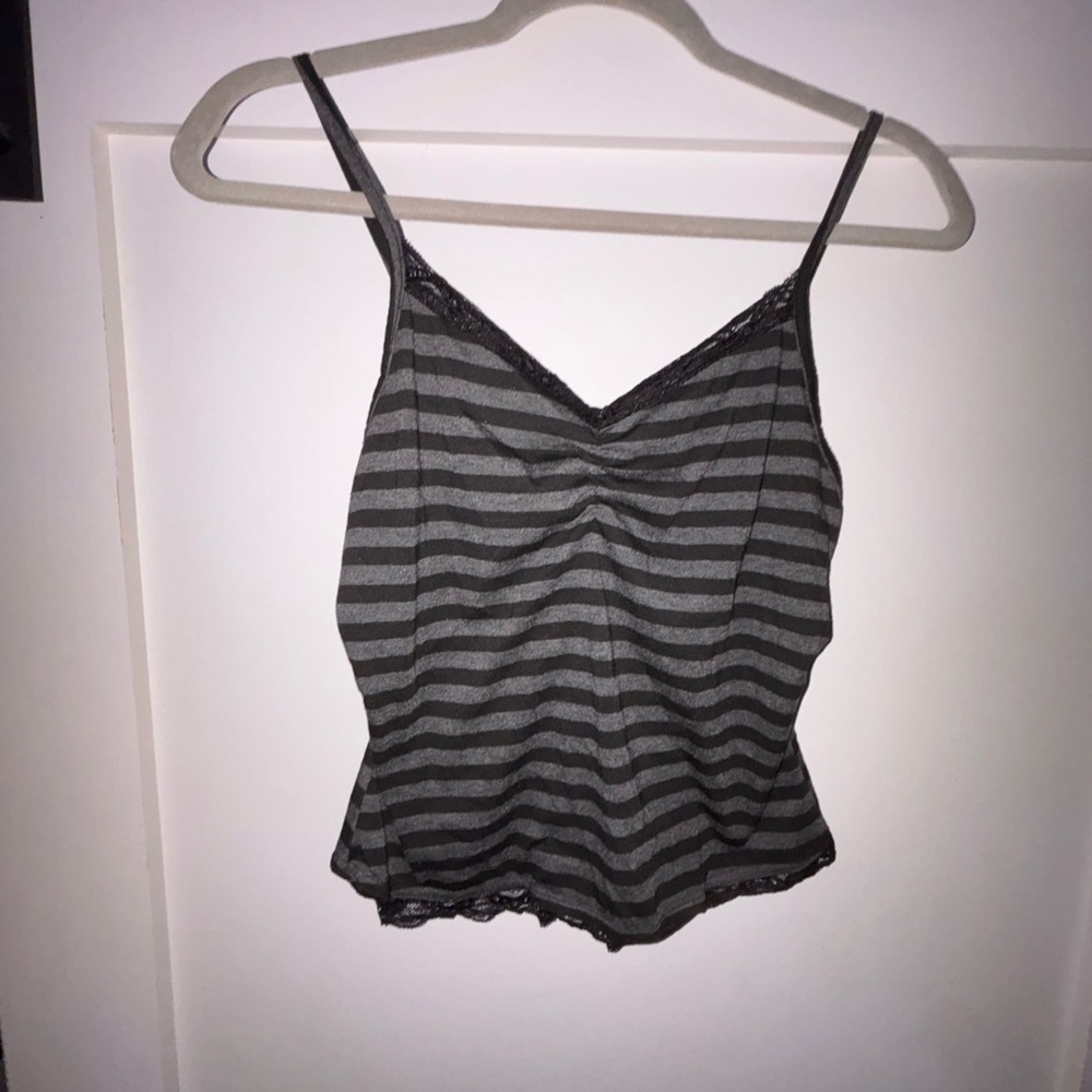 Striped Gray Laced Camisole Top